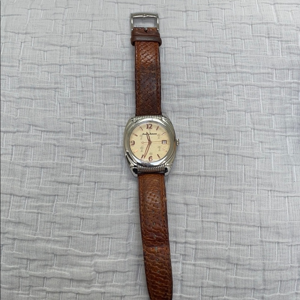 Tommy Bahama watch with leather band and box